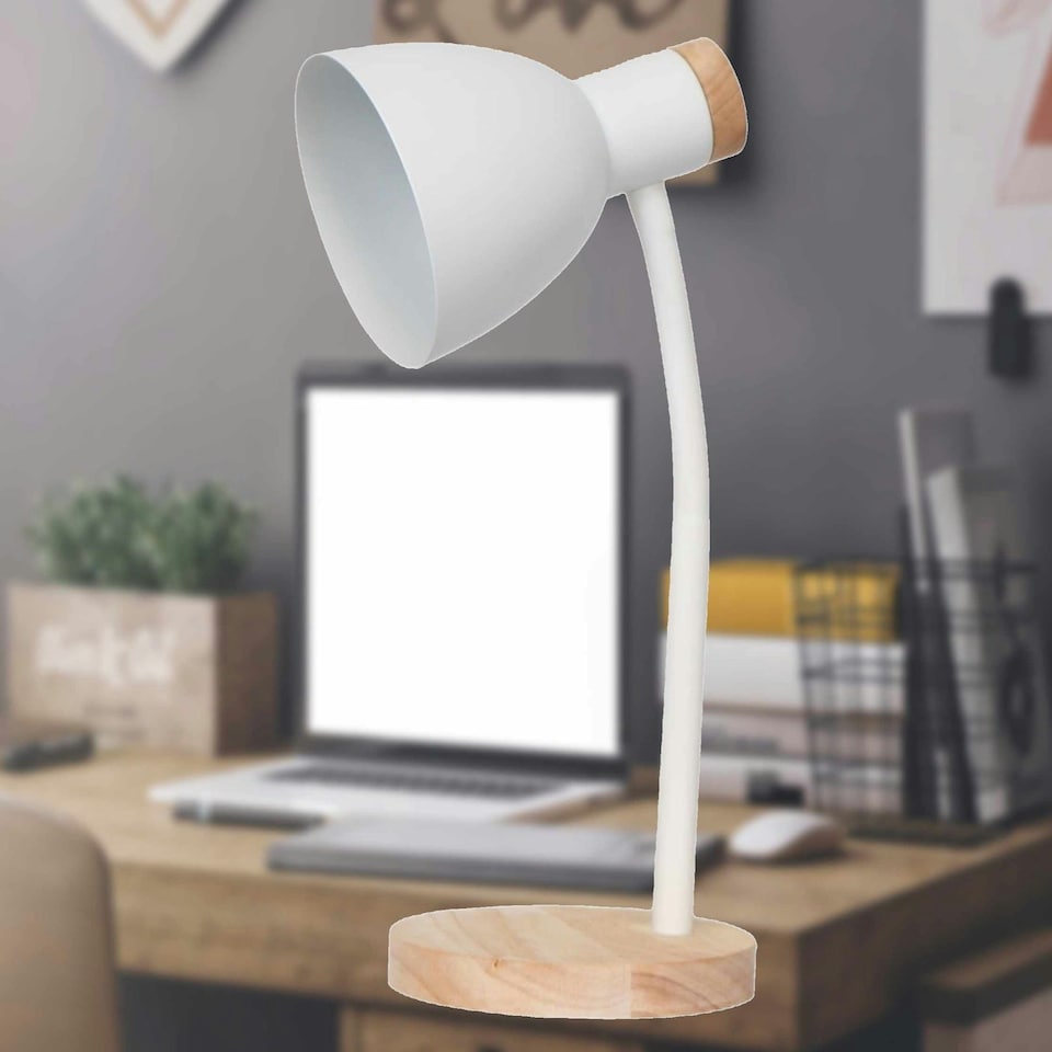 image 1 of First Choice Lighting Set of 2 Clark Natural Wood with White Table or Bedside Lamps White | Brown