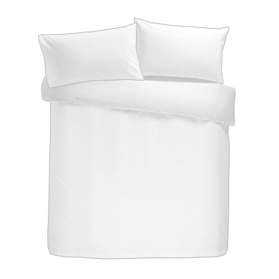 image 1 of Appletree 200TC Plain Dye Duvet Cover Set White with Silver Piping
