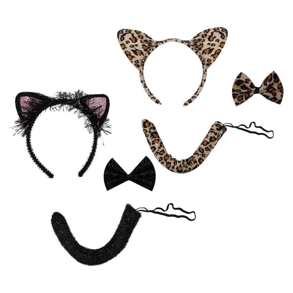 PMS Halloween Cat Dress Up Set - Black Cat and Spotty Leopard, 2 Pack