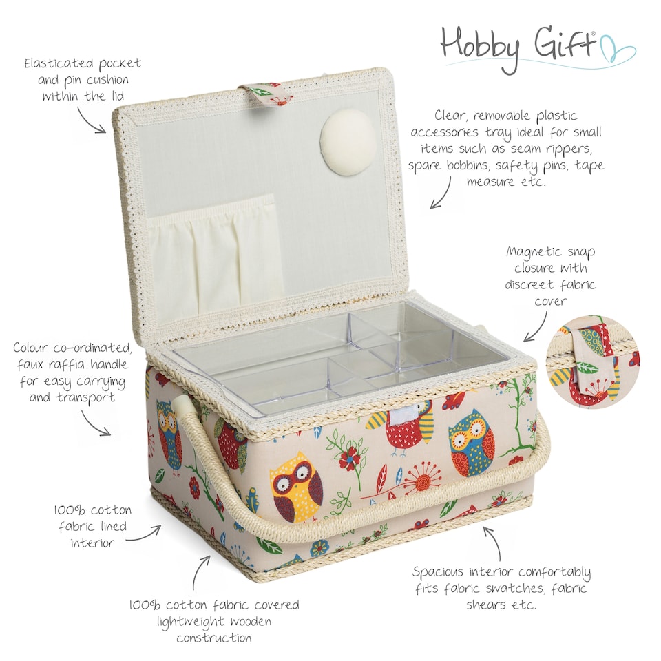 image 1 of Hobby Gift Medium Sewing Storage Box, Owl