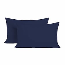 Microfibre Soft Touch Plain Dyed Housewife Pillowcase Pair | Blue | Navy Blue