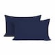 image 1 of Microfibre Soft Touch Plain Dyed Housewife Pillowcase Pair | Blue | Navy Blue