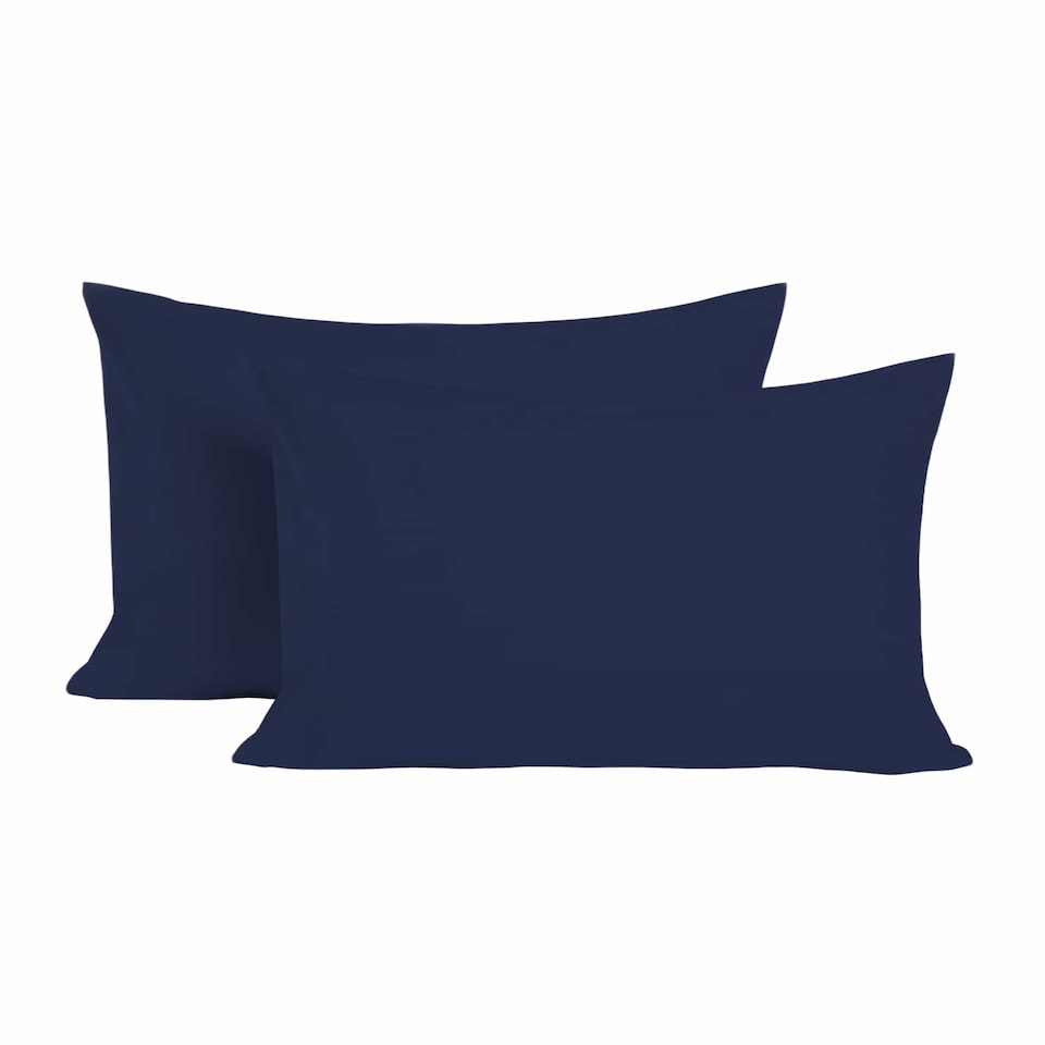 image 1 of Microfibre Soft Touch Plain Dyed Housewife Pillowcase Pair | Blue | Navy Blue