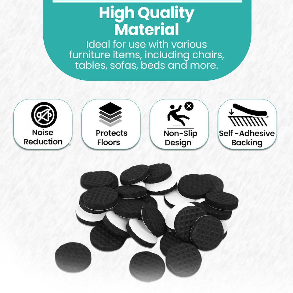 image 1 of 22mm Black Round Foam Furniture Pads, Floor Protectors - 2pcs