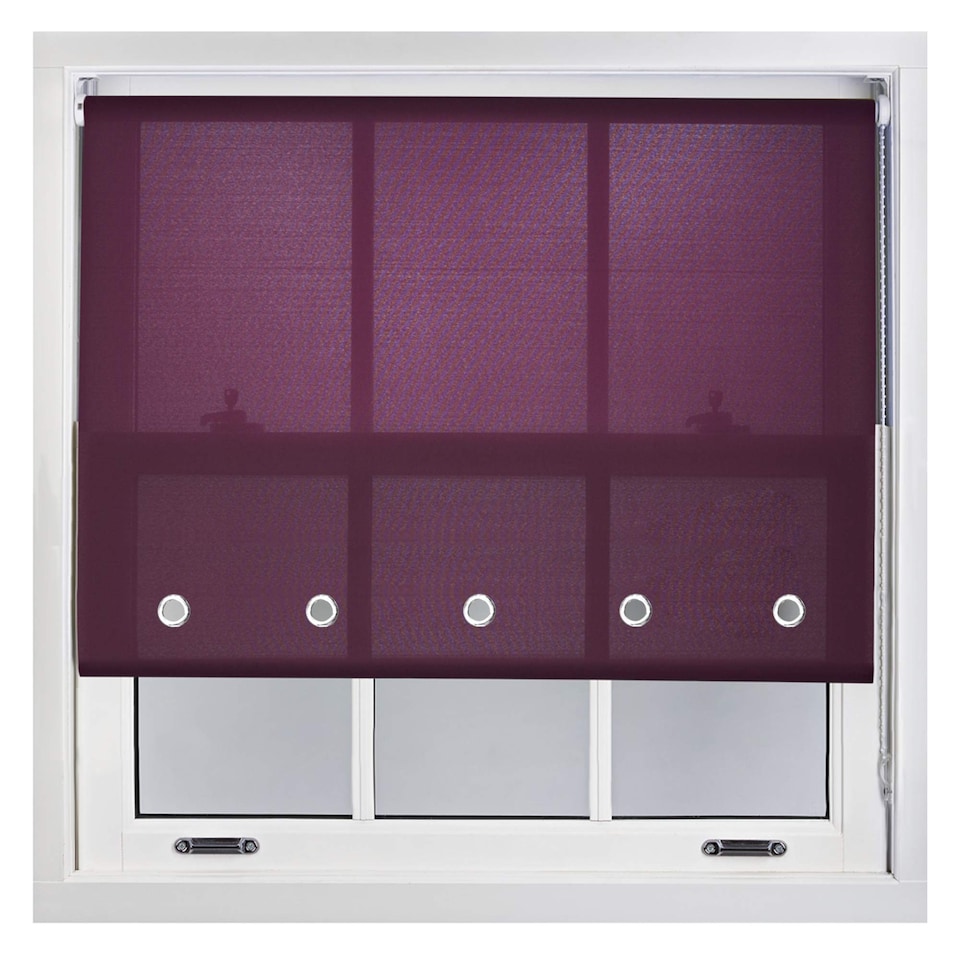 image 1 of FURNISHED Roller Blinds Daylight Round Eyelet Light Filtering Easy Fit Trimmable Window Blind | Purple | Aubergine | (W) 225cm x (L) 165cm