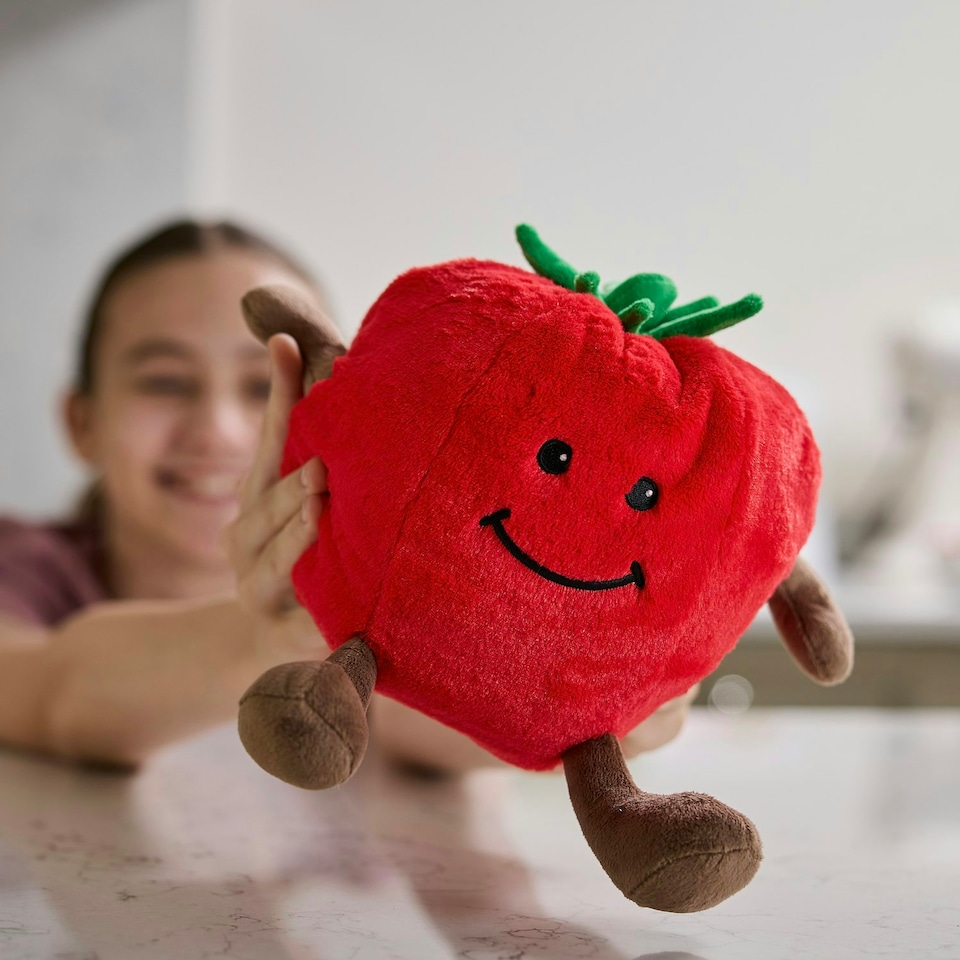 image 1 of Warmies Tomato Plush , Large Size, Fully Microwave Safe and Weighted Cuddly for Anxiety, Cool in The Freezer or Heat in The Microwave, Soft Heat Cushion