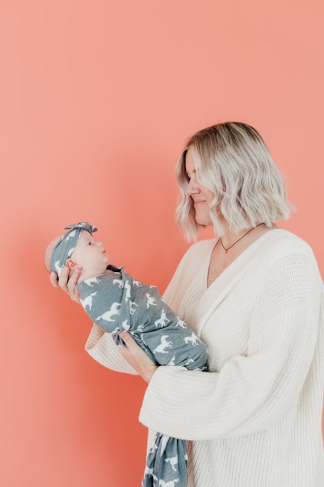 image 1 of Copper Pearl Knitted Swaddle Blanket Colt