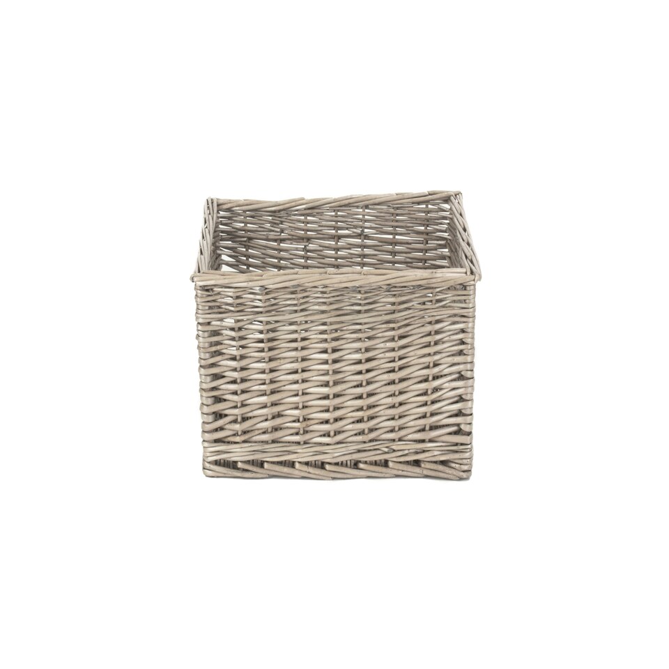 image 1 of Antique Wash Lined Open Wicker Storage Basket Brown | Brown | L