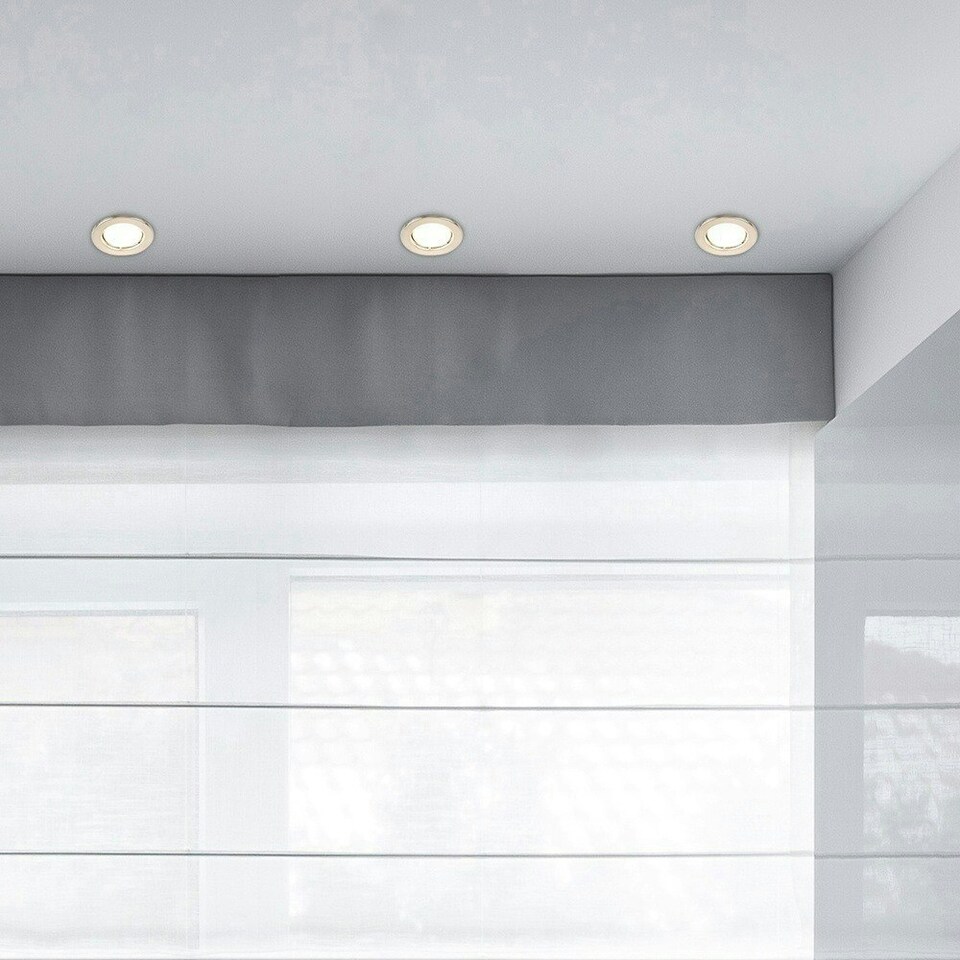 image 1 of ValueLights 6 Pack Fire Rated Brushed Chrome GU10 Recessed Ceiling Downlights Spotlights