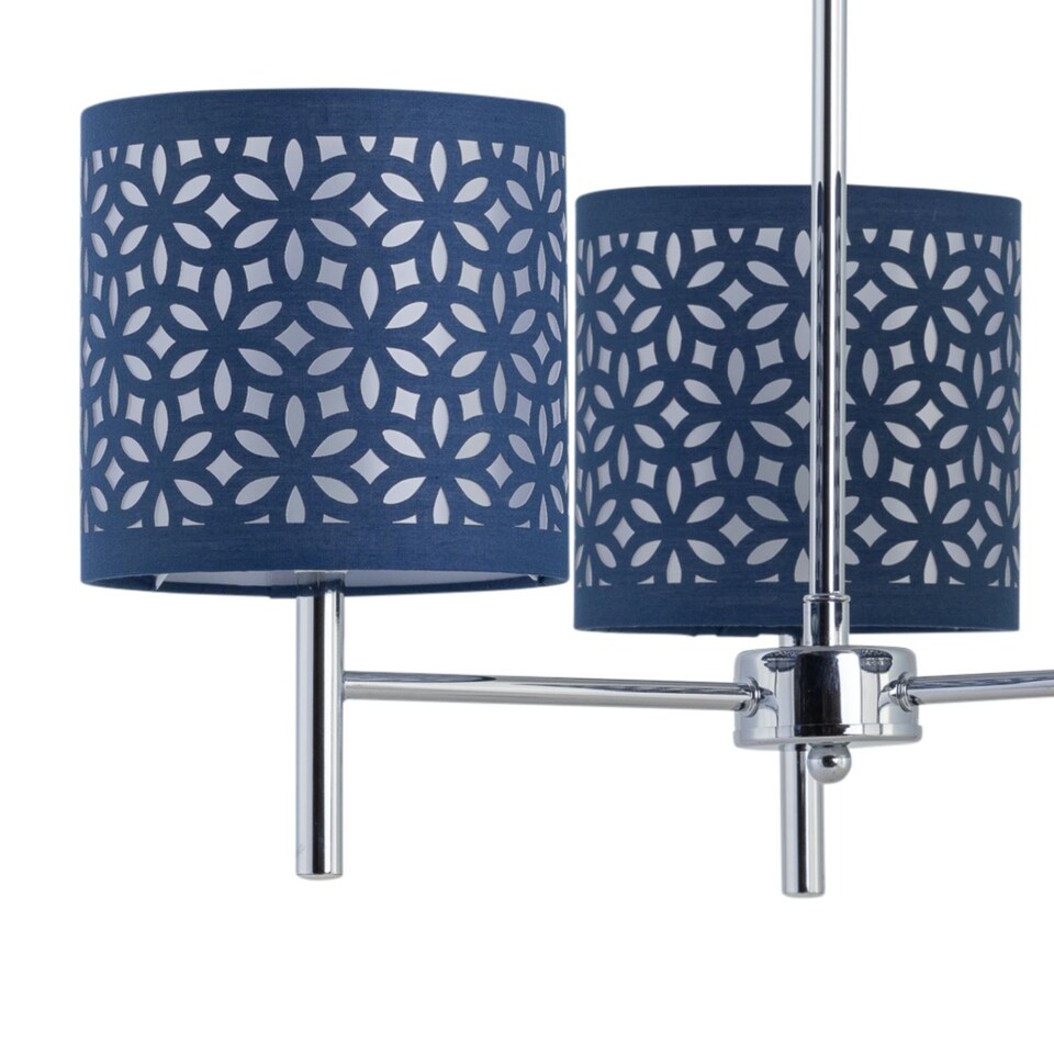 image 1 of Brea - Chrome 3 Light Fitting with Navy Blue Cut Out Shades | Chrome | Blue | 1