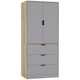 image 1 of 2 Door 3 Drawer Wardrobe with Hanging Rail - Modern Bedroom Storage Furniture | Brown | Oak with Grey Doors | 1