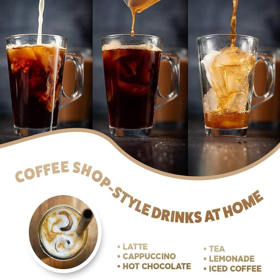 image 1 of Marco Paul Pack of 6 Latte Glass Set with Included Stirrer Clear