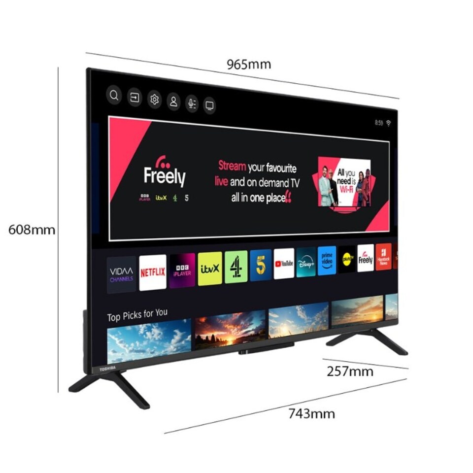 image 1 of Toshiba 43 Inch 4K Ultra HD LED HDR Smart VIDAA Freely TV & Dolby - 43UV2F53DBU