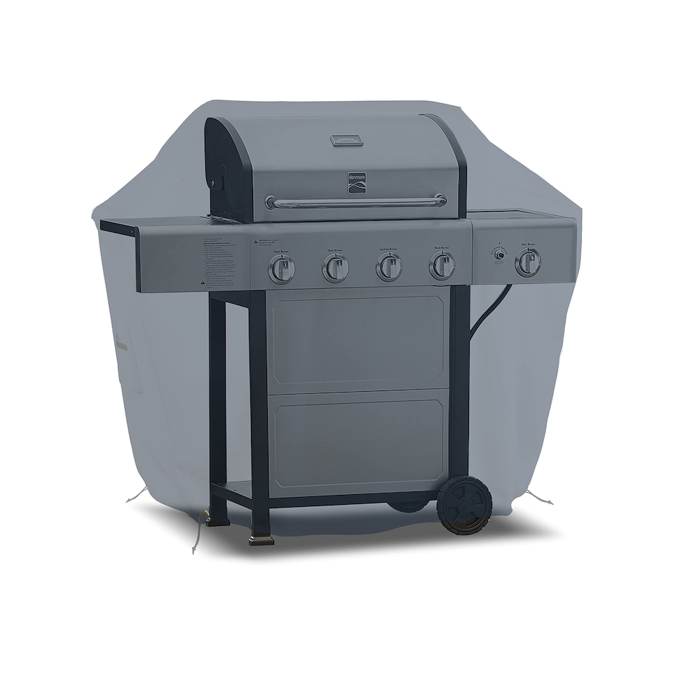 image 1 of Covers&All BBQ Grill Cover, 12 Oz Waterproof UV & Weather Resistant, Outdoor Cover with Air Vents, 50 in x 50 Inch, Blue