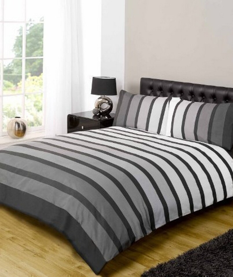 Soho Plain Striped Duvet Cover Set - Double