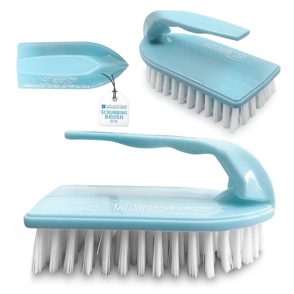 image 1 of Iron Shaped Scrubbing Brush Heavy Duty Stiff Bristle Hand Brush | Multi | Duck Egg Blue | One Size