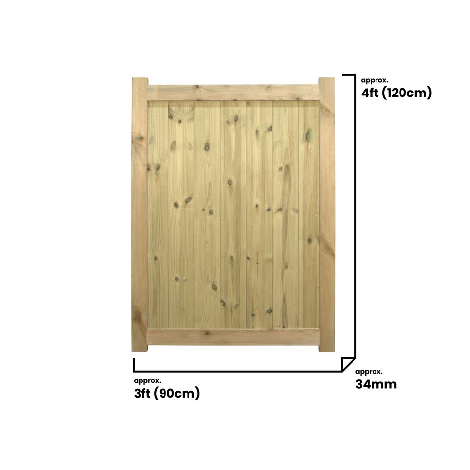 image 1 of Ultimate T&G Gate 4ft x 3ft Vertical Smooth-Planed Fully Framed Treated Door