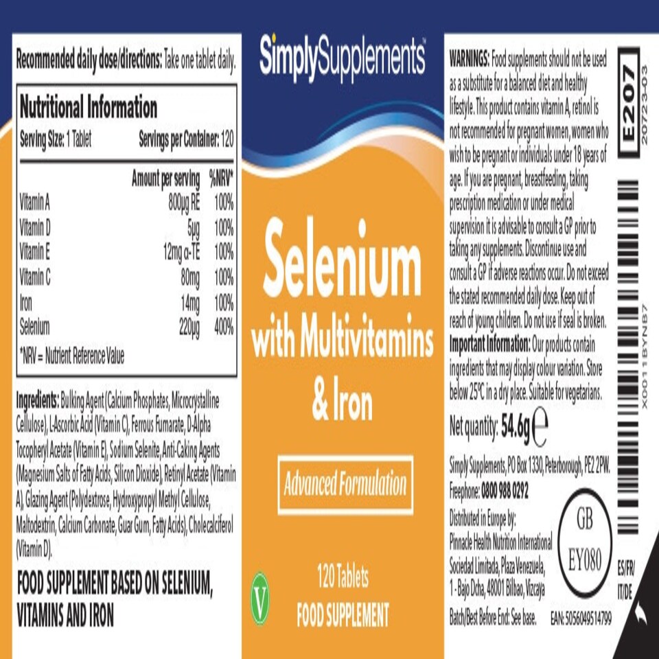 image 1 of Selenium 220mcg with Multivitamins & Iron - 120 Tablets