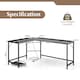 image 3 of COSTWAY L-Shaped Desk with Power Outlet Computer Desk Black