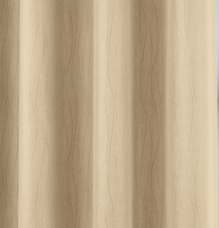 image 1 of Enhanced Living Goodwood Cream Thermal, Energy Saving, Dimout Eyelet Curtains with Wave Pattern (PAIR) - 66 x 72 inch (168x183cm)