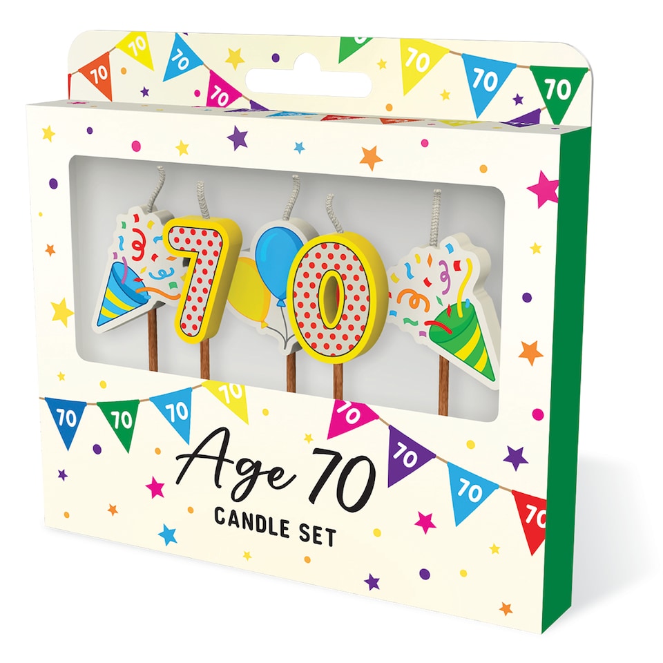 image 1 of Milestone Birthday Cake Candle Set Age 70