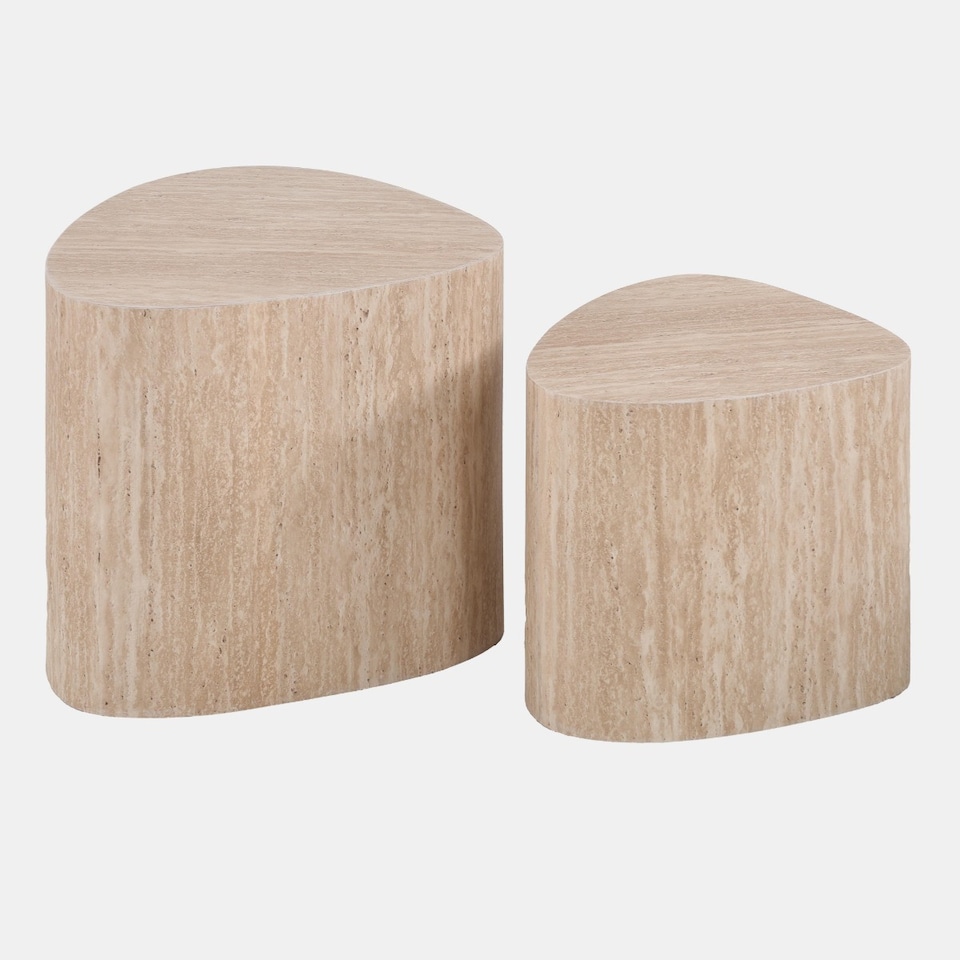 image 1 of OHS Travertine Effect Set of 2 Irregular Tables Side Coffee Table