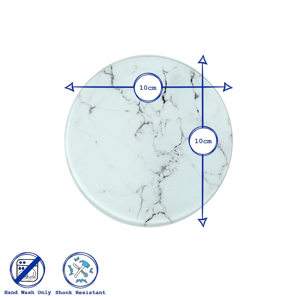 image 1 of Harbour Housewares Round Glass Coasters - Marble - Pack of 6