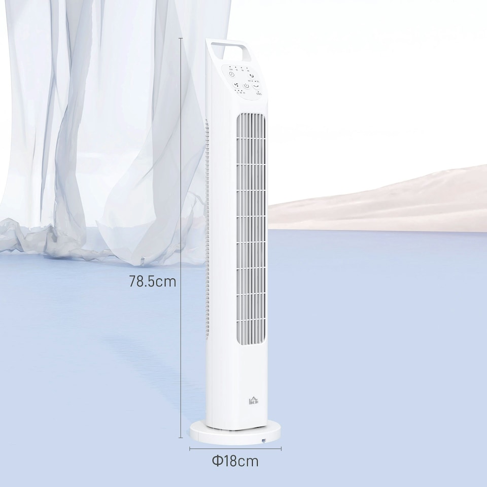 image 1 of HOMCOM Oscillating Tower Fan Floor Fan with 4H Timer for Home Office Silver