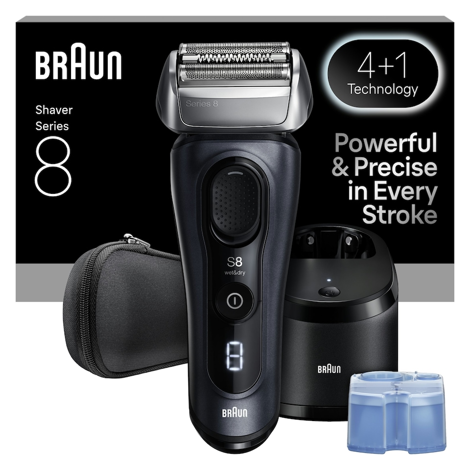 image 1 of Braun Series 8 Electric Shaver, SensoAdapt, SmartCare Center, 8663CC, Grey