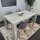 image 8 of Dining Table Set Oak Effect Table With 4 Cream Plastic Chairs Dining Room Furniture | Cream | One Size | 5