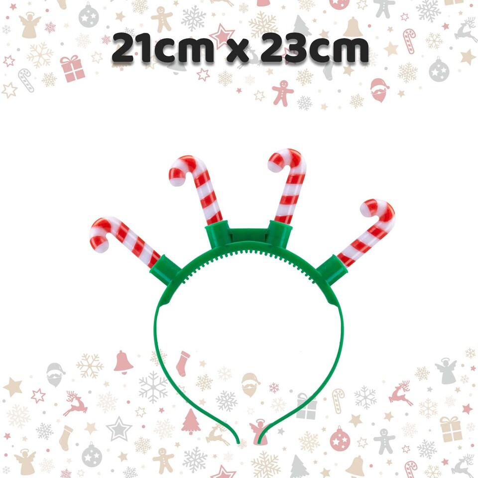 image 1 of vfm-estore Christmas Candy Cane Light-Up Headband 21cm x 23cm Green
