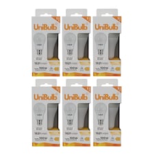 UniBulb LED GLS B22 Bayonet Cap (BC) 1521lm 12.6W (Replaces 100W) 2700K (Warm White) Light Bulb - Pack of 6