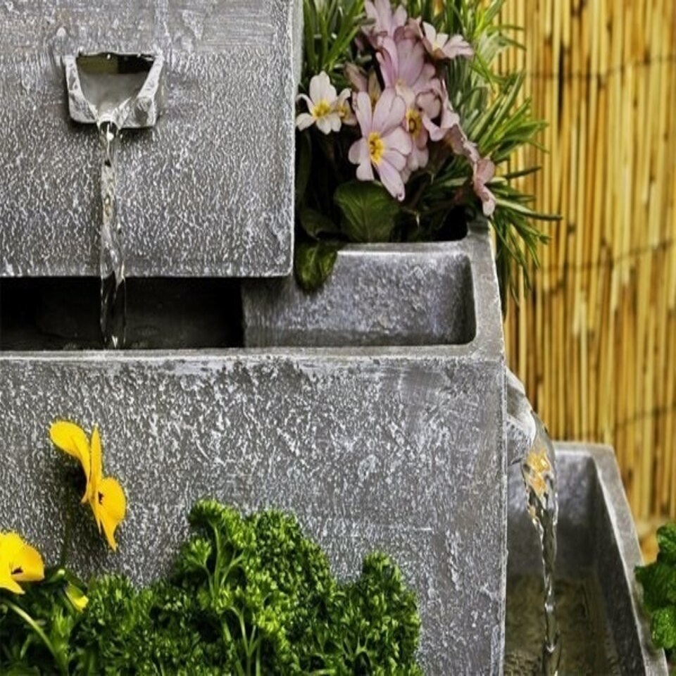 image 1 of Primrose Perth Solar 4 Tier Herb Planter Cascading Water Feature 42cm