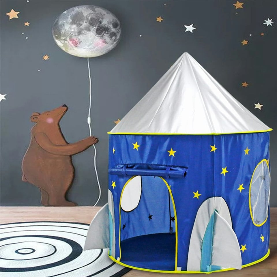 image 1 of Living and Home Round Kids Playhouse SpaceshipTent for Boys - Blue