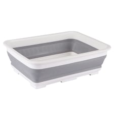 Ashley Collapsible Plastic Washing Up Bowl - 7L - White/Grey Multi