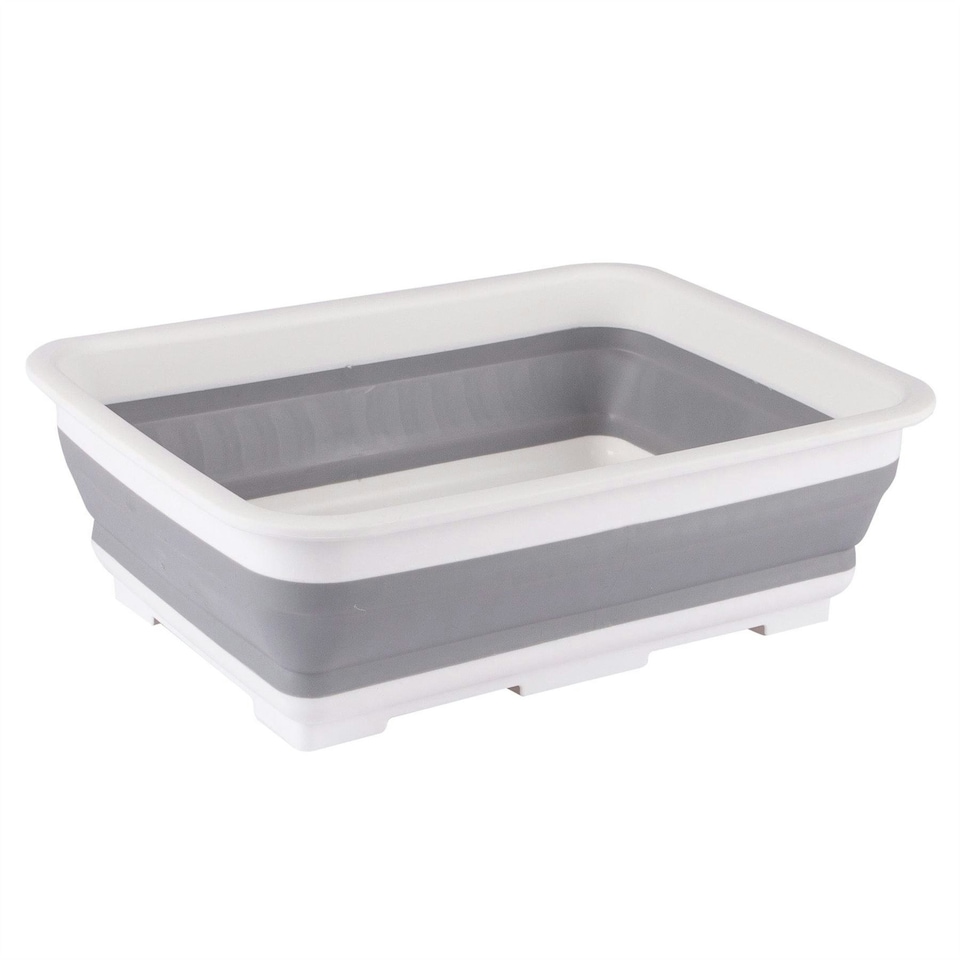 image 1 of Ashley Collapsible Plastic Washing Up Bowl - 7L - White/Grey Multi