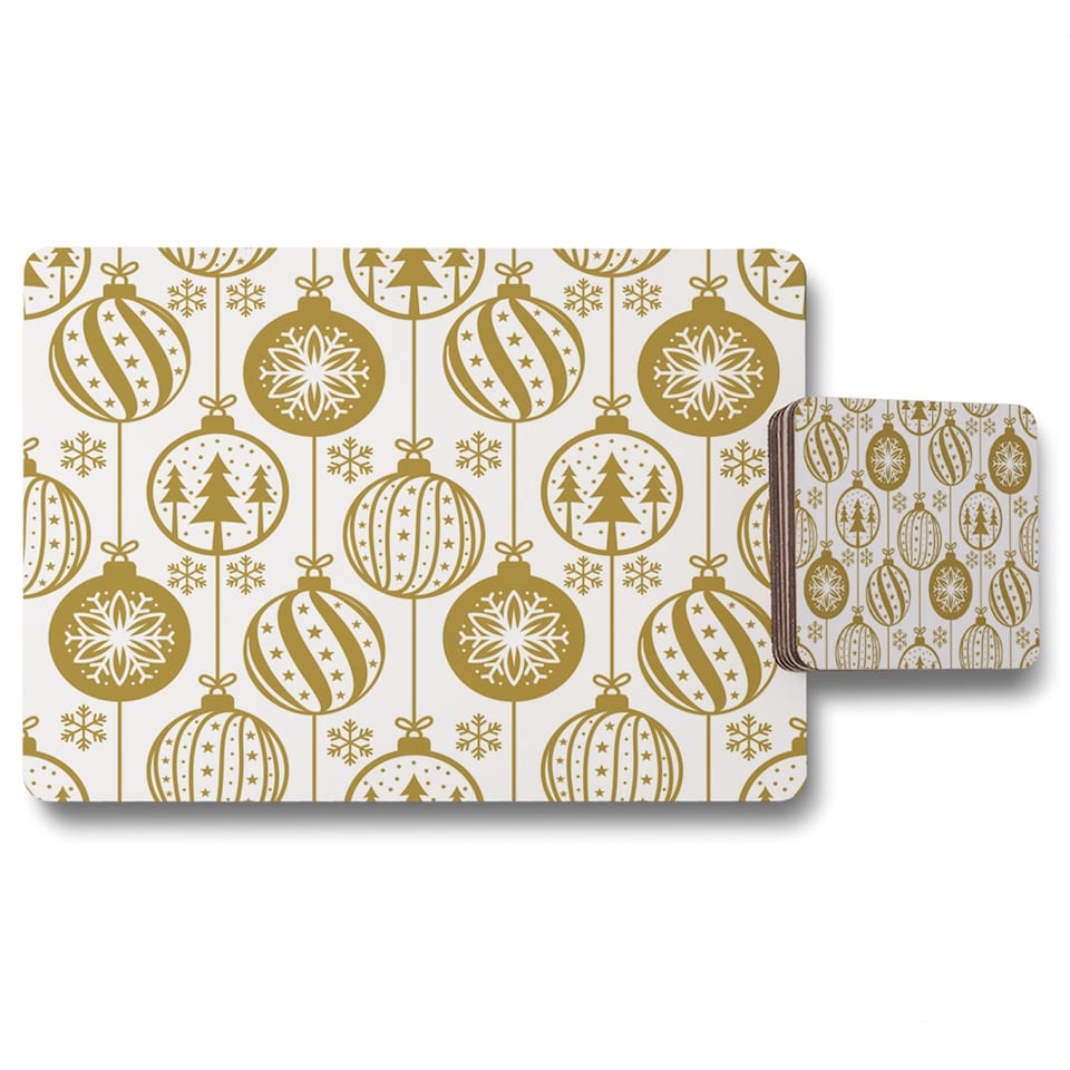 christmas baubles placemat coaster set | Multi