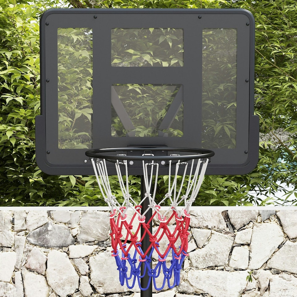 image 1 of SPORTNOW 1.7-2.3m Basketball Hoop and Stand w/ Weighted Base, Wheels - Black
