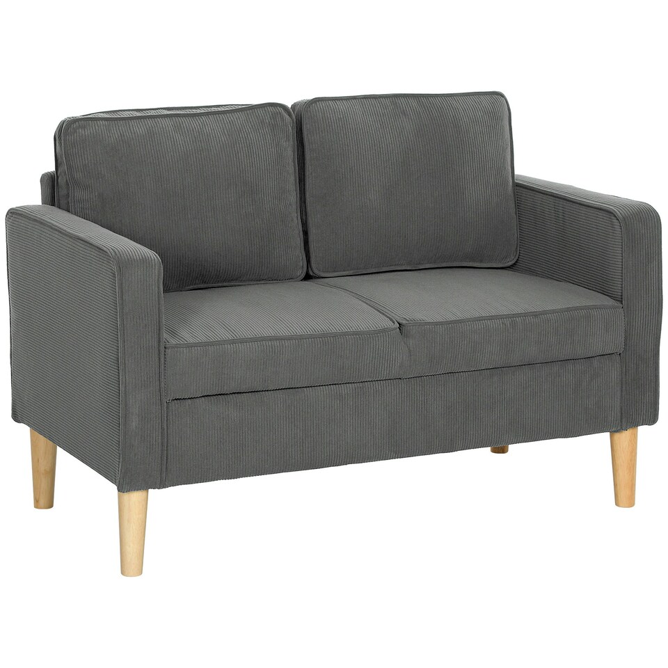 image 1 of HOMCOM 2 Seater Sofa with Under Seat Storage for Small Spaces Grey Grey