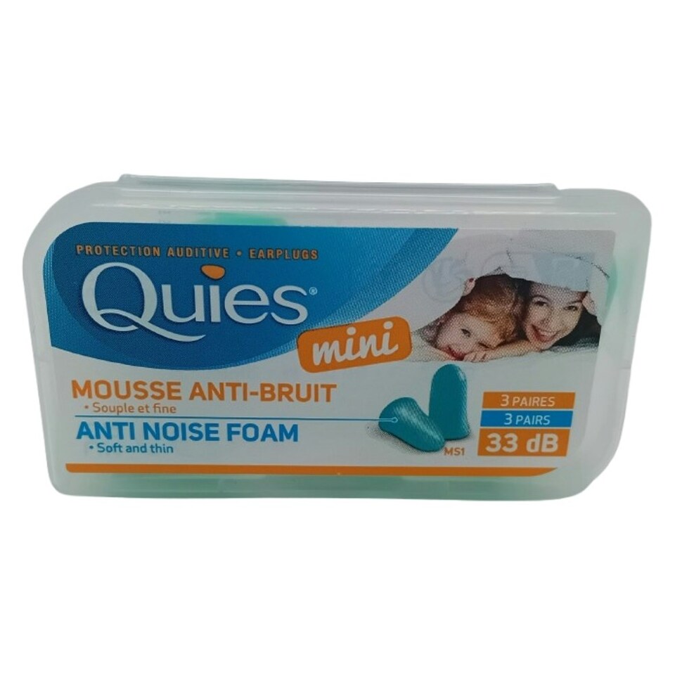 image 1 of Quies Mini Anti Noise Foam EarPlugs - 6 Plugs (3 Pairs)