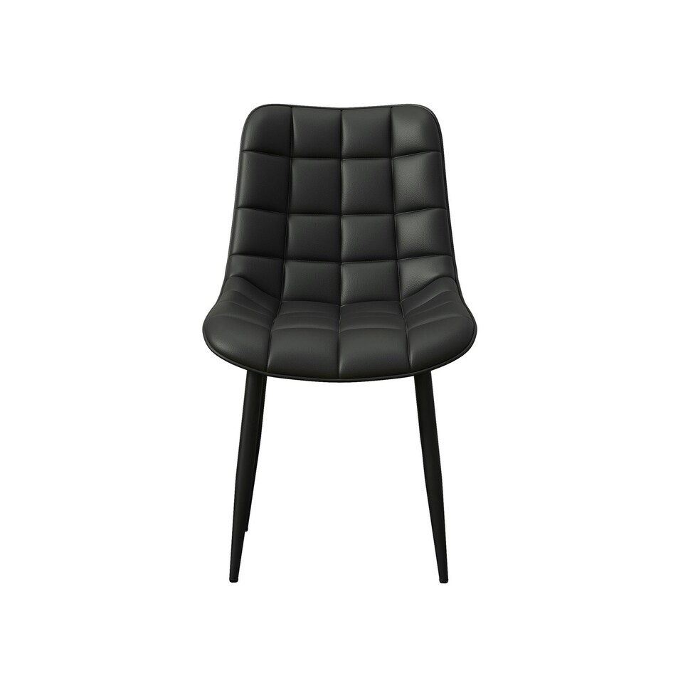 image 1 of Set of 4 Nova Modern Faux Leather Dining Chair Padded Seat Metal Legs Kitchen (Black)