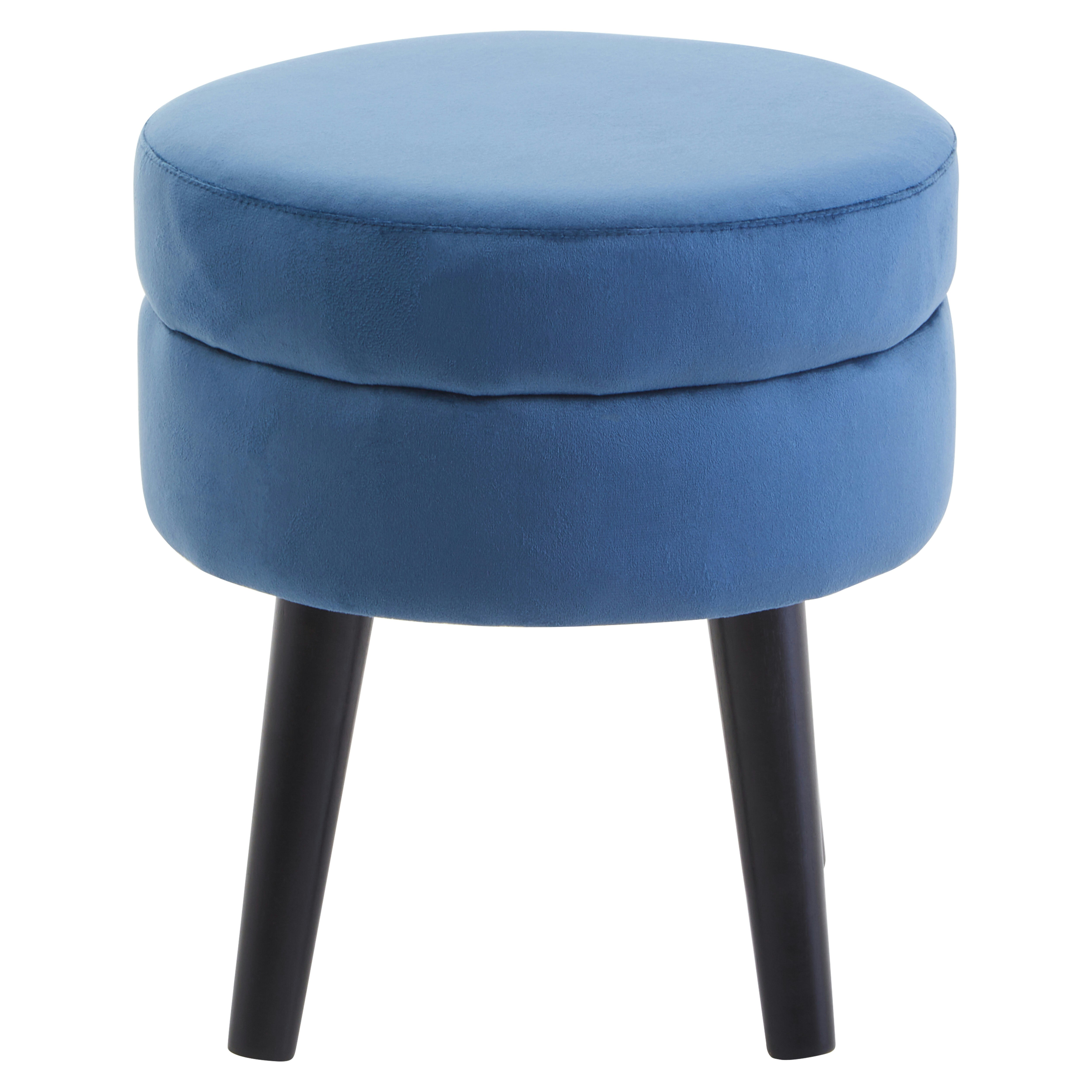 Interiors By Premier Midnight Velvet Stool, Adjustable Living Room Footstool, Ergonomic Sofa Footstool
