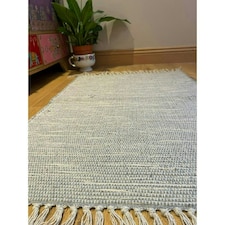 Hush Hand Loomed Soft Rug in Muted Colours - Cotton - L90 x W150 cm - Pale Grey