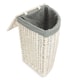 image 2 of Small Corner White Wash Laundry Hamper Wih Grey Sage Lining | Grey | Grey
