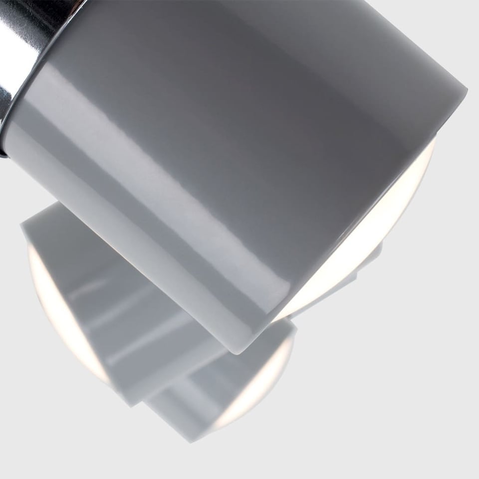 image 1 of ValueLights 3 Way Adjustable Gloss Grey & Silver Chrome Straight Bar Ceiling Spotlight Fitting - Complete with 5w LED GU10 Light Bulbs 6500K Cool White | Grey