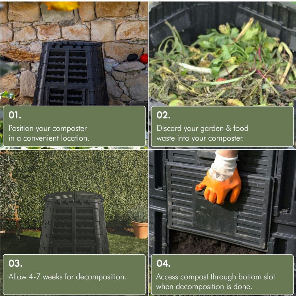 image 1 of VonHaus Garden Compost Bin 480L Frost & UV Resistant Black