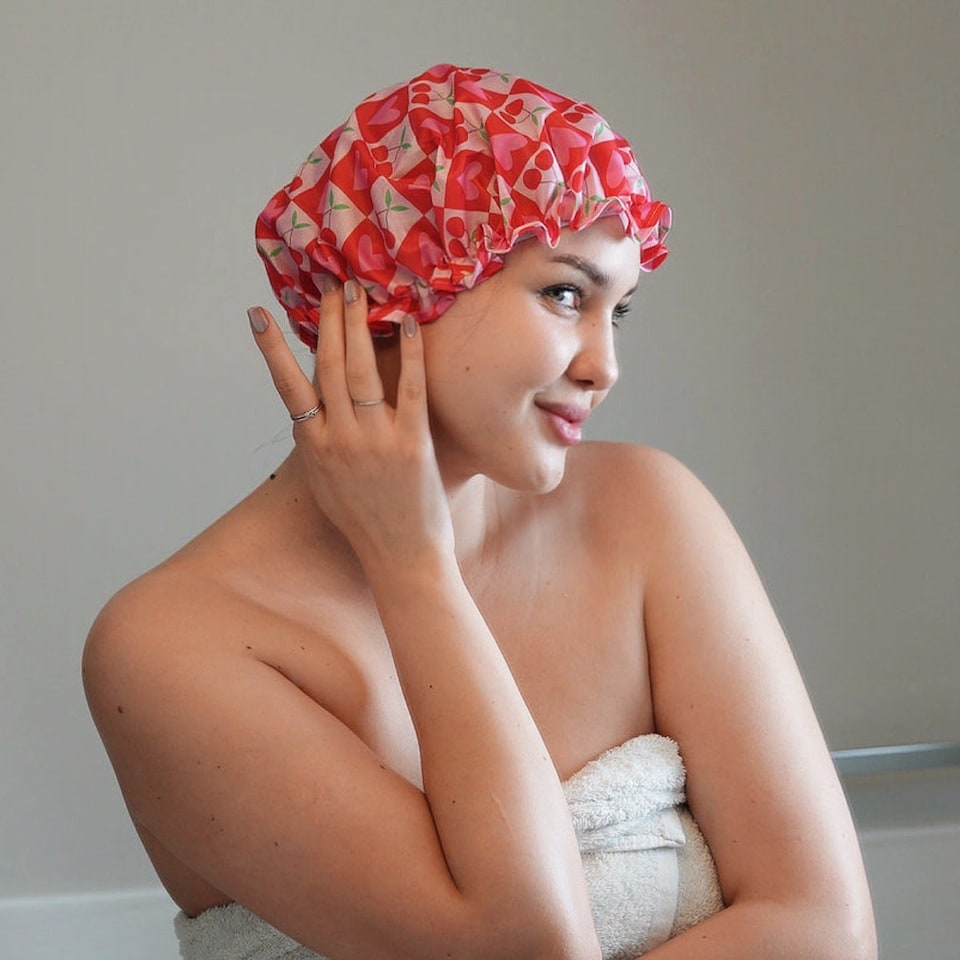 image 1 of SMUG Shower Cap - Sweet Cherry Print
