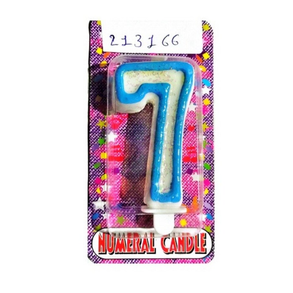 Number 7 Candles - Sky Blue - One Size