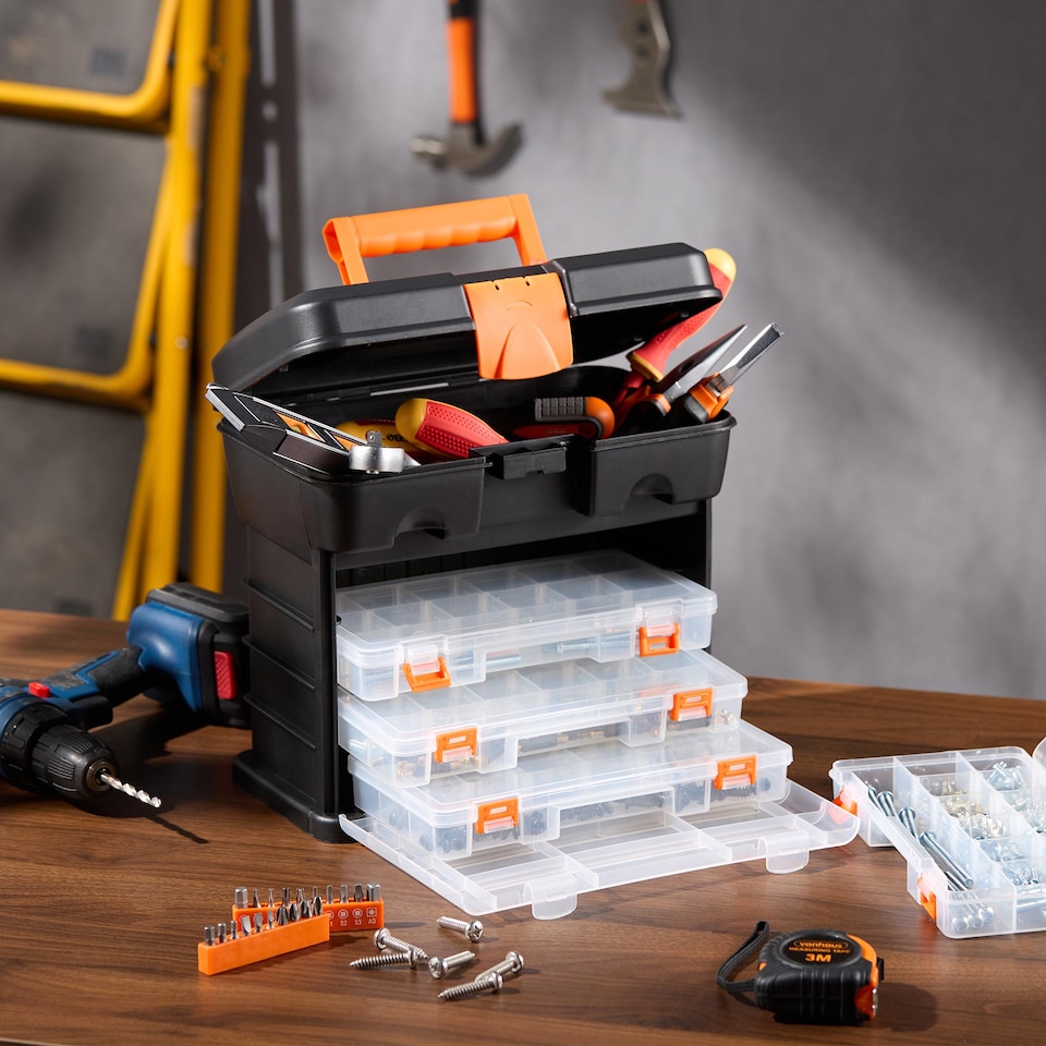 image 1 of VonHaus Multi-purpose Utility Tool Box with 4 Removable Trays