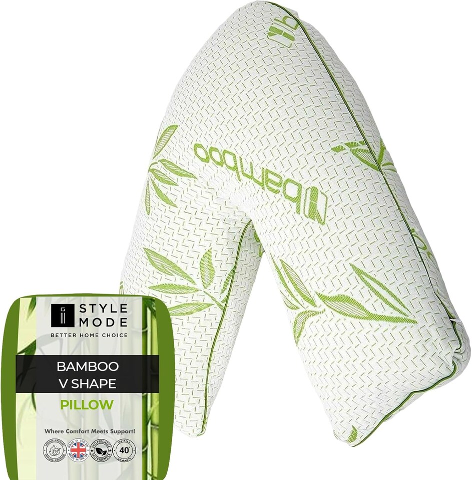 image 1 of Bamboo V Shape Anti-Allergy Memory Foam Pillow with Cover